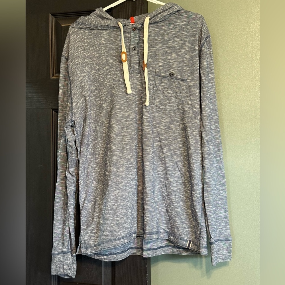 Men’s Ruff Hewn Blue Long-Sleeved Hooded Shirt